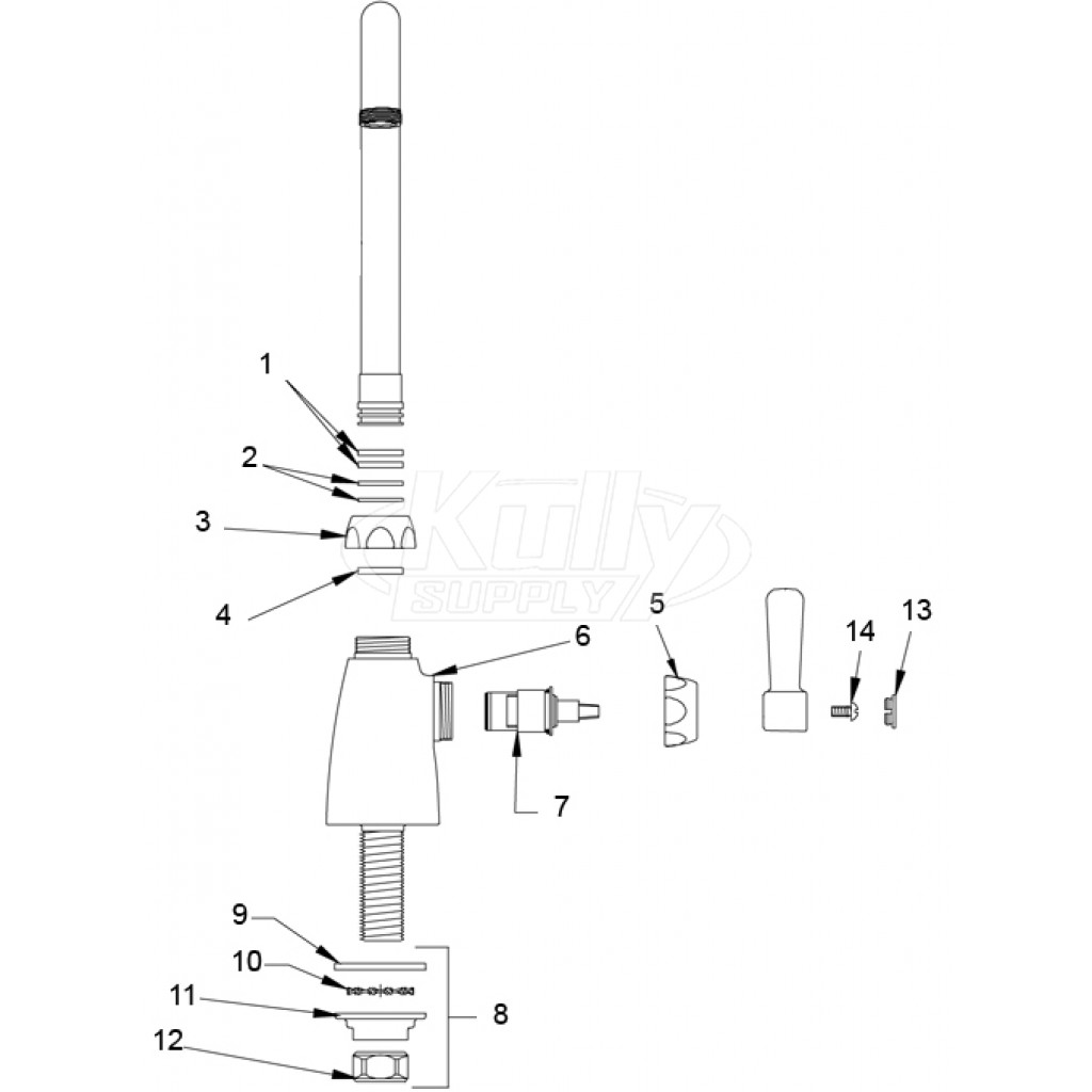 Zurn Gooseneck Single Control Lab Faucet Parts Breakdown