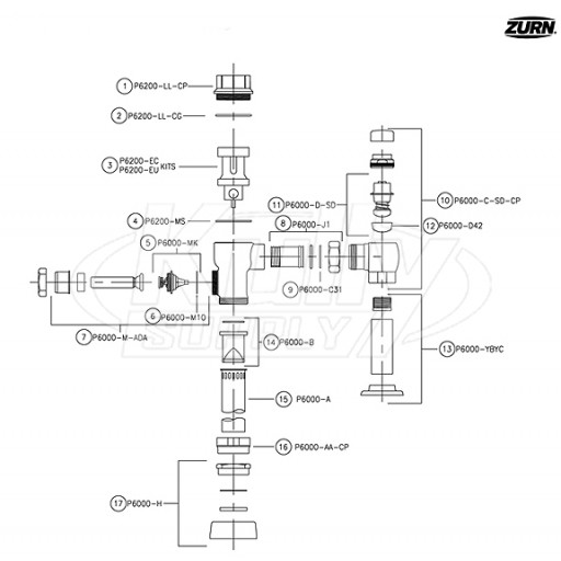 Zurn MetroFlush Flush Valve Parts Breakdown