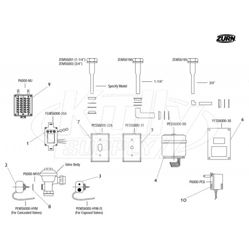 ZEMS Urinal Valve Parts Breakdown