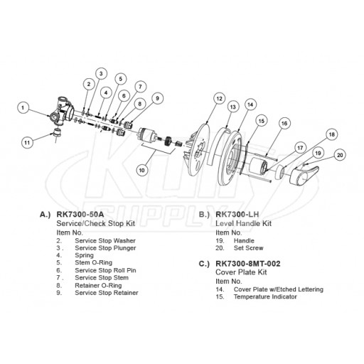 Zurn Z7300 Temp-Gard III Valve Parts Breakdown