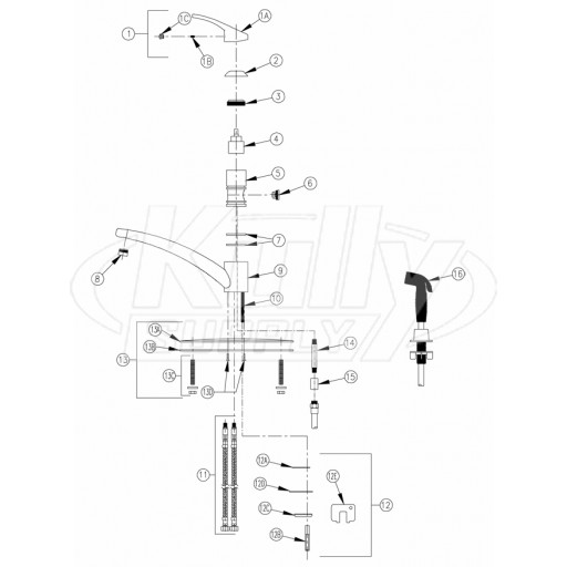 Zurn Z82300-CP8-HS Faucet Parts Breakdown