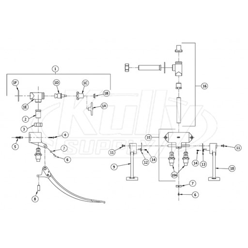 Zurn Z85500-VC-WM Double Foot Pedal Valve Parts Breakdown