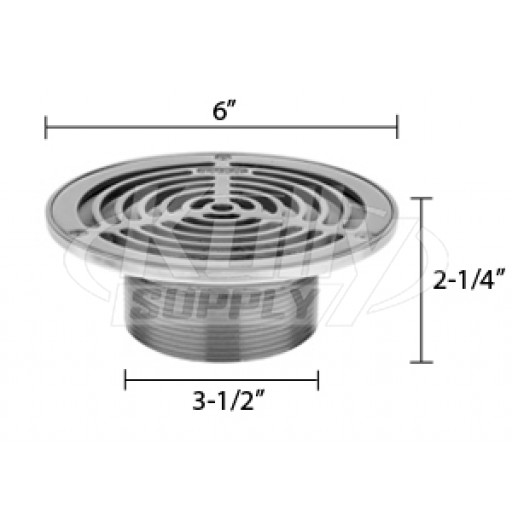 Zurn ZS400-6BS ZS400 "TYPE BS" Round Strainer - Type 304 Stainless Steel Top