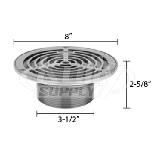 Zurn ZS400-8BS ZS400 "TYPE BS" Round Strainer - Type 304 Stainless Steel Top