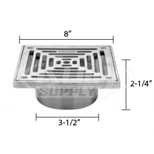 Zurn ZS400-8SS ZS400 "TYPE SS" Square Strainer - Type 304 Stainless Steel Top