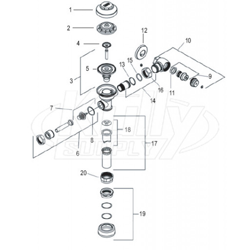 Zurn AquaFlush Flush Valve Parts Breakdown