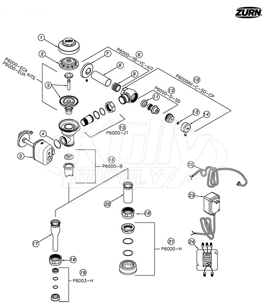 Zurn AquaSense ZEMS-IS Series Parts Breakdown