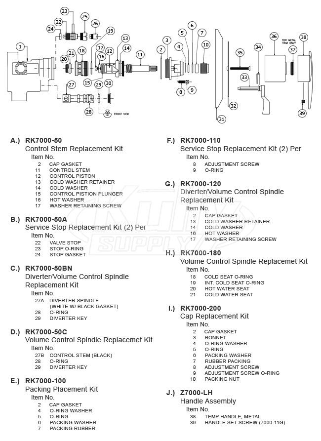 Zurn Z7120 Temp-Gard I Valve Parts Breakdown