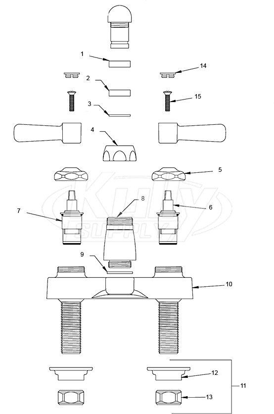 Zurn Z812 4" Centerset Faucet (Swing Spouts) Parts Breakdown