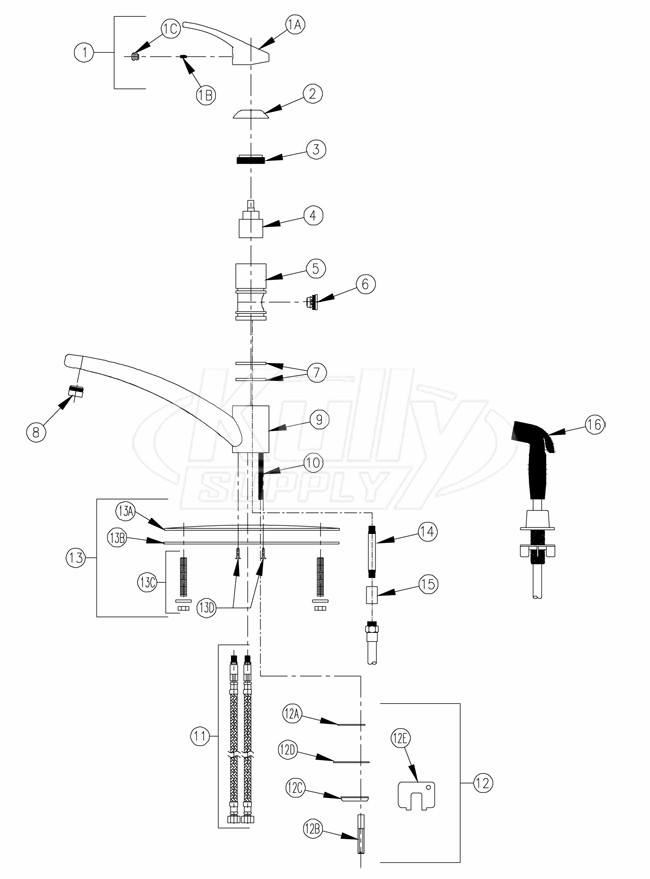 Zurn Z82300 Cp8 Hs Faucet Parts