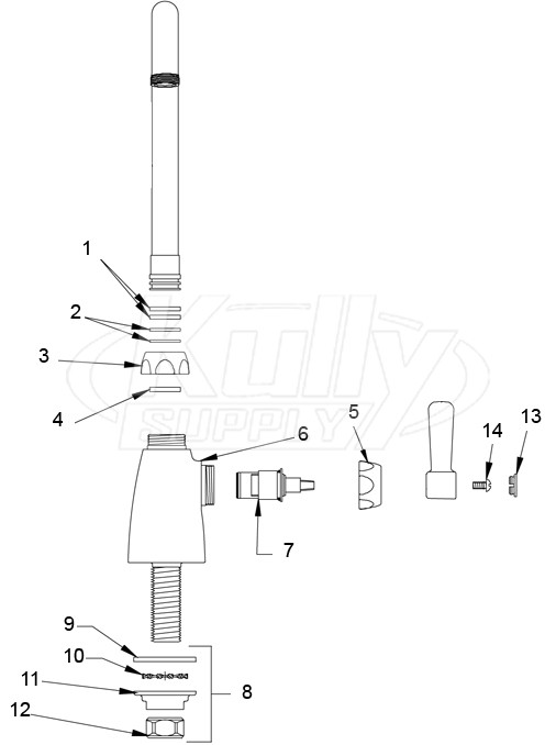 Zurn Gooseneck Single Control Lab Faucet Parts Breakdown