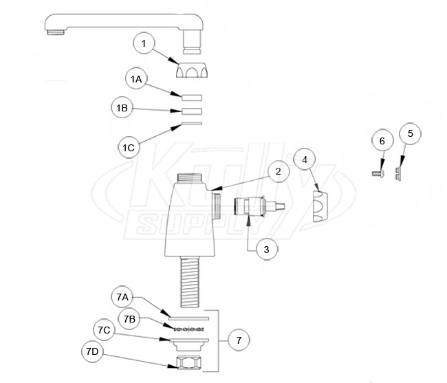 Zurn Single Control Swing Spout Lab Faucet Parts Breakdown 