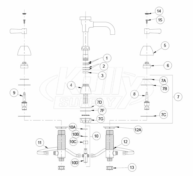 Zurn Widespread Vacuum Breaker Faucet Parts Breakdown 