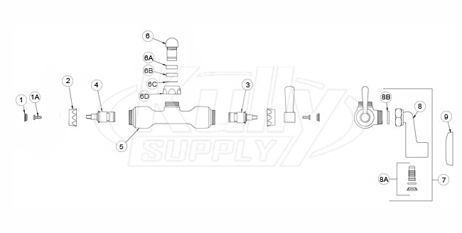 Zurn Z841 Swing Spout Parts Breakdown 