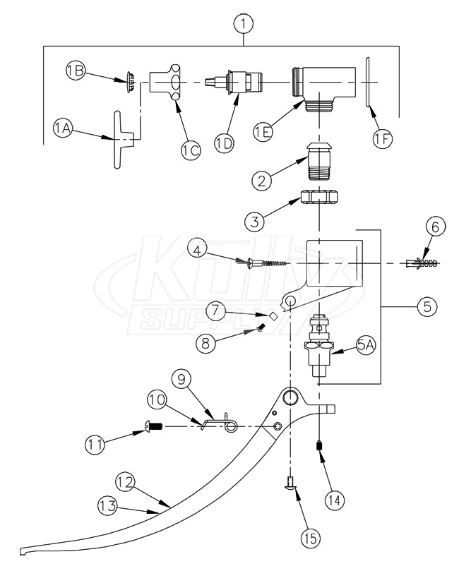 Zurn Z85500-WM Double Foot Pedal Valve Parts Breakdown