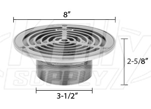 Zurn ZS400-8BS ZS400 "TYPE BS" Round Strainer - Type 304 Stainless Steel Top
