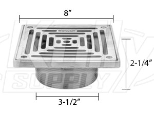 Zurn ZS400-8SS ZS400 "TYPE SS" Square Strainer - Type 304 Stainless Steel Top