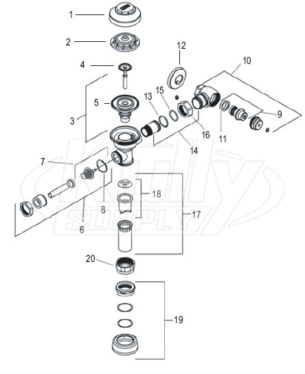 Zurn AquaFlush Flush Valve Parts Breakdown